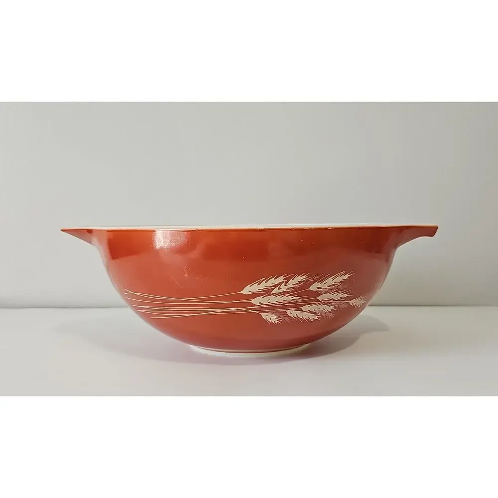 Vintage Pyrex 444 Autumn Harvest Wheat Cinderella Mixing Bowl 4 Quart